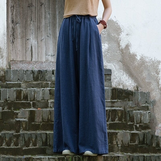 Elegant Tie-Waist Wide-Leg Pants in Solid Color