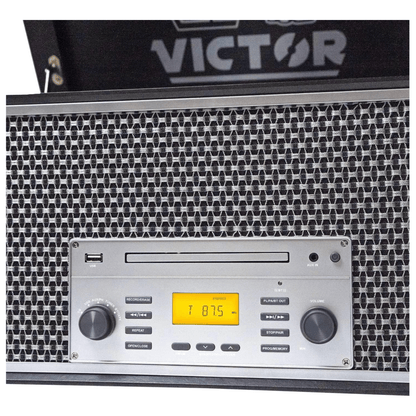 Victor Monument 8-in-1 Wood Music Center Graphite - Refurbished