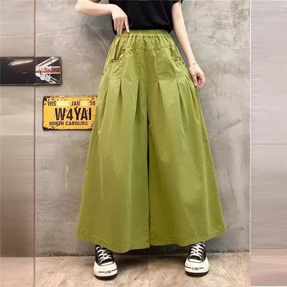 Loose High Waist Straight-Leg Pants In Solid Color