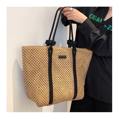 Woven Bag with Hollow-Out Design and Spacious Storage