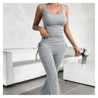 Slim Fit Casual Solid Color Vest and Pants Ensemble