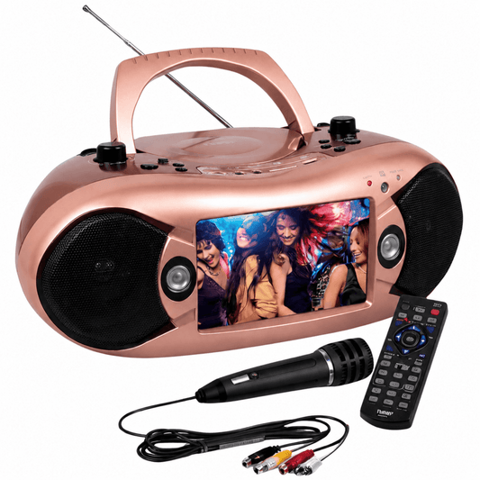 Naxa 7” Bluetooth TV DVD Boombox with Mic Rose Gold - Refurbished