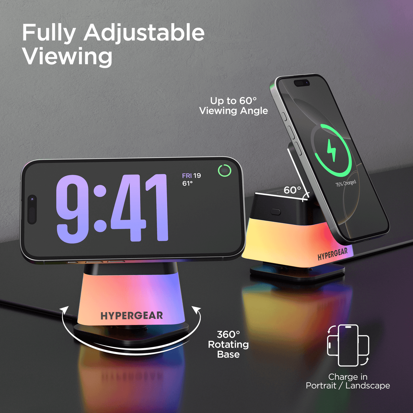 HyperGear PowerFold Cube RGB 3-in-1 Wireless Charging Stand