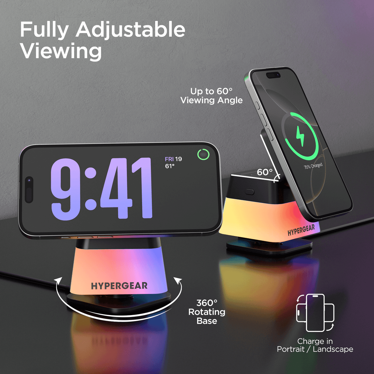 HyperGear PowerFold Cube RGB 3-in-1 Wireless Charging Stand