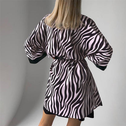 Floral Print Belted Cardigan Robe