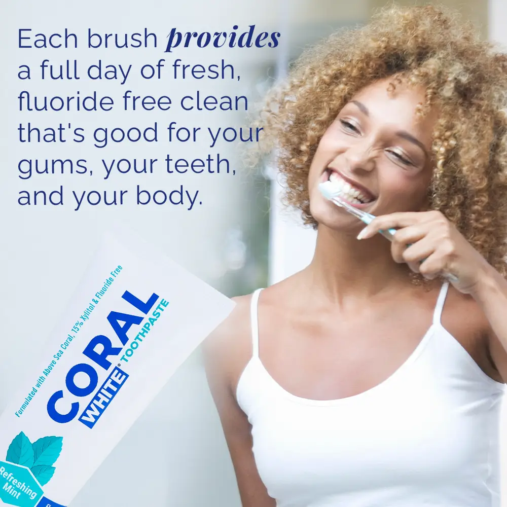 Fluoride Free Toothpaste 3 Pack Coral White Mint (3 Tubes)