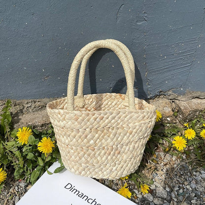 Handcrafted Mini Basket Woven from Natural Inner Grass