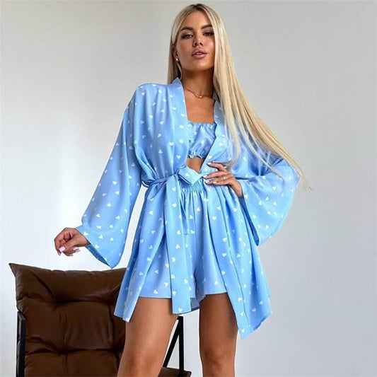 Cozy Sleepwear Set: Robe, Pyjamas, Underwear, and Shorts