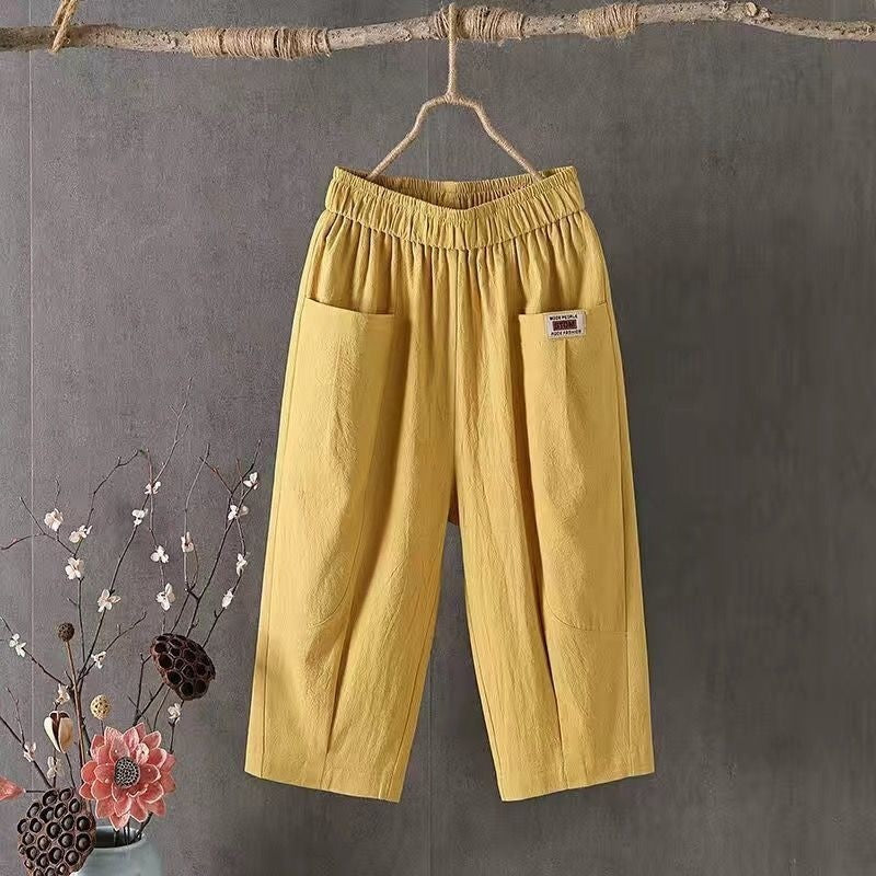 Breathable Loose-Fit Cropped Harem Pants with Elastic Waist for Ultimate Comfort