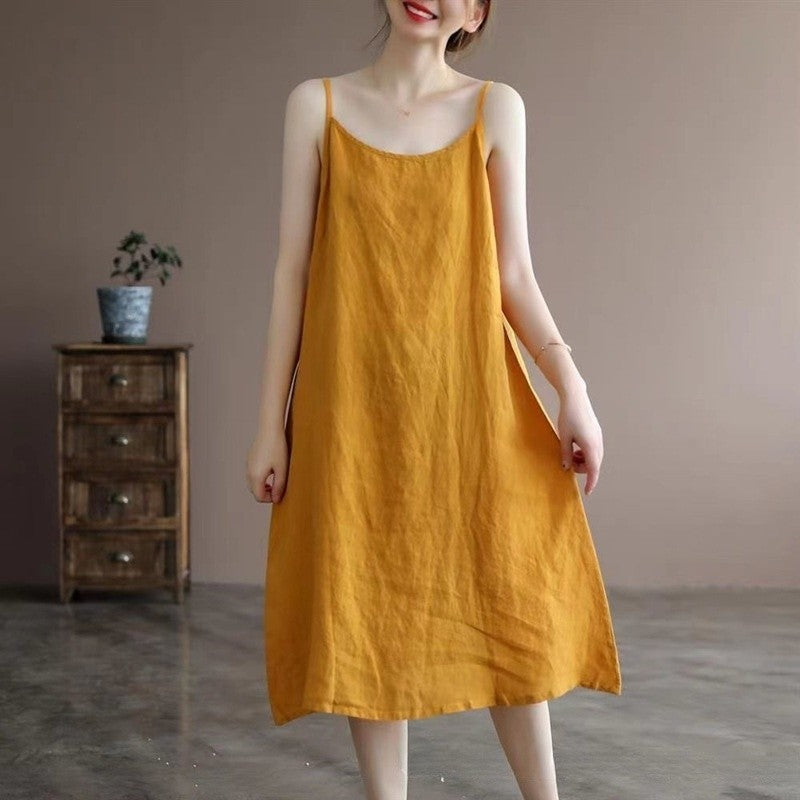 Halter Neck Sleeveless Loose Fit Midi Skirt