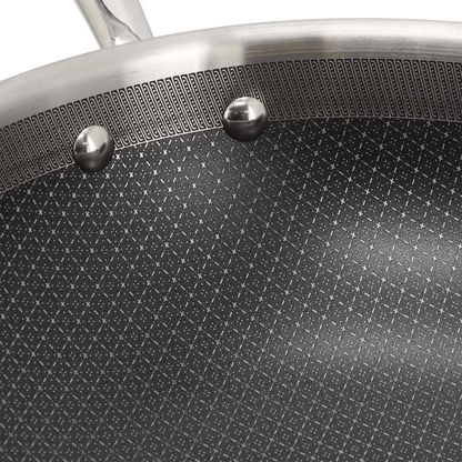 Better Chef 12.5-Inch 3-Ply Stainless Steel Nonstick Wok with Lid