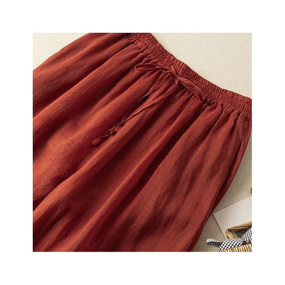 Breathable High-Waisted Linen and Cotton Cropped Pants