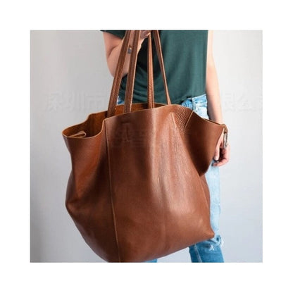 Large Capacity Soft Leather Shoulder Tote Bag