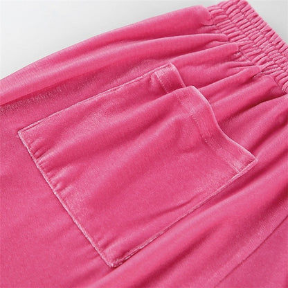 Velvet Drawstring Hoodie and Wide Leg Pants Sports Casual Suit