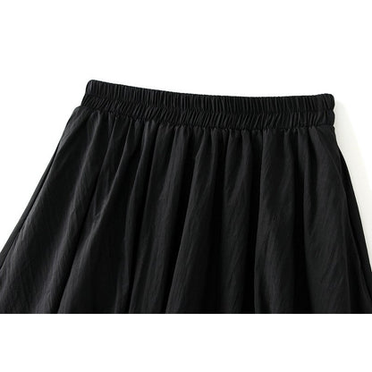 Sure! Here is an optimized title for your clothing product in English:

"Chic Solid Color Elastic Waist A-Line Lantern Sk