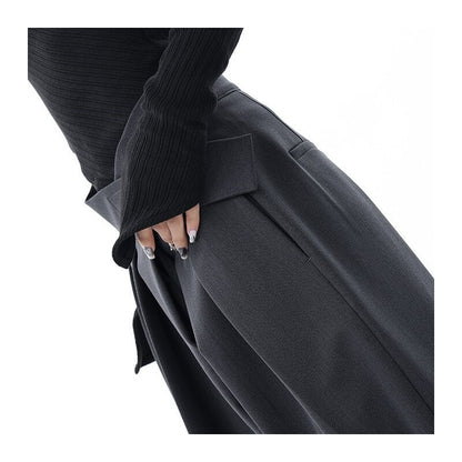 Draped Blazer and Wide-Leg Black Pants
