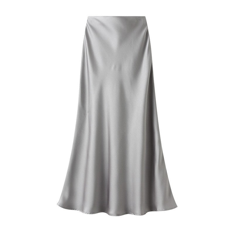 High Waisted Satin Fishtail Maxi Skirt