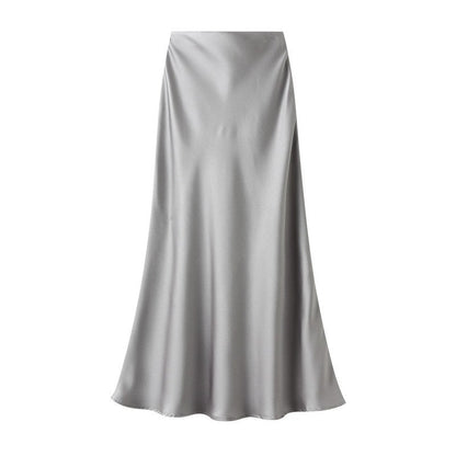 High Waisted Satin Fishtail Maxi Skirt