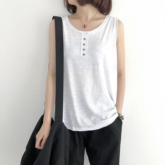 Solid Color Loose Fit Sleeveless Tank Top