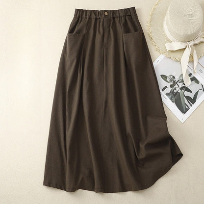 Elastic Waist A-Line Midi Skirt for a Slimming Look