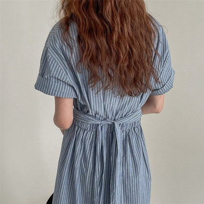 Striped Knot Tie Strap Dress - Fashionable and Chic