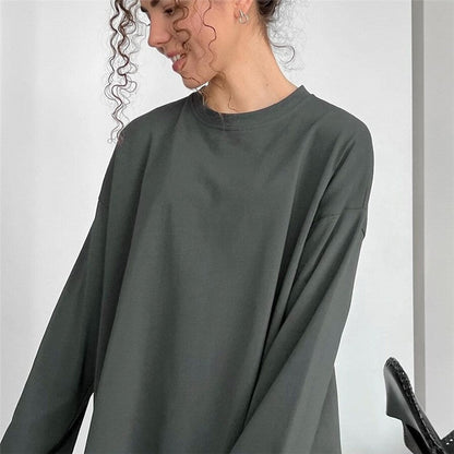 Relaxed Fit Solid Long Sleeve Tee
