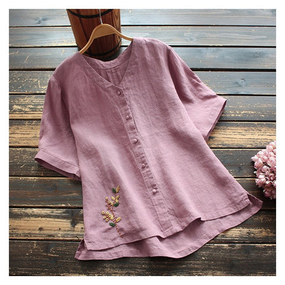 Flowy V-Neck Embroidered Plus Size Cardigan