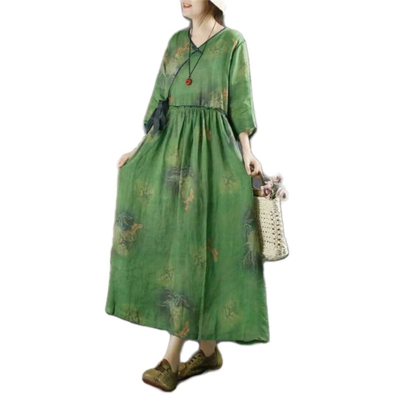 Floral V-Neck Midi Dress with Ruffled Hem and Adjustable Straps
