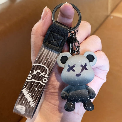 Chic Ombre Cartoon Bear Keychain Pendant Accessory