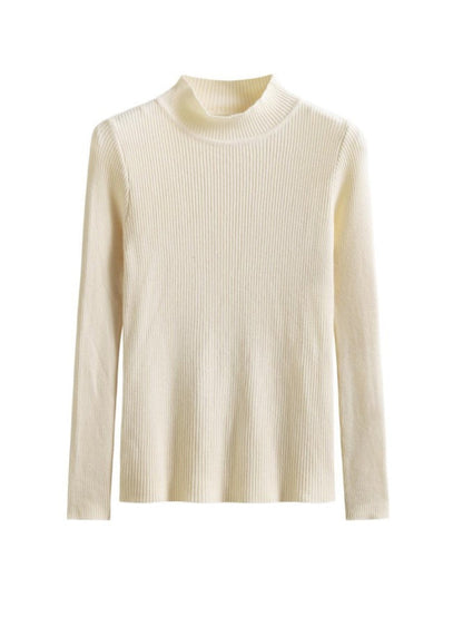 Simple Long Sleeves Skinny Solid Color High-Neck Pullovers
