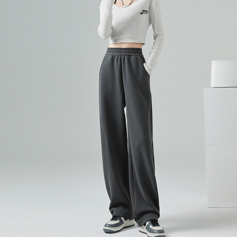 Casual Loose Sweatpants with Solid Color and Elastic Waist