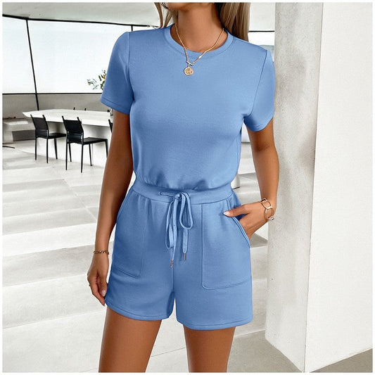 Sleeveless Drawstring Jumpsuit in Solid Color