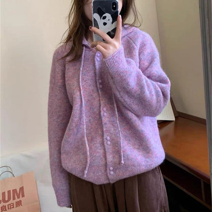 Solid Color Long Sleeve Hooded Drawstring Pullover Sweater