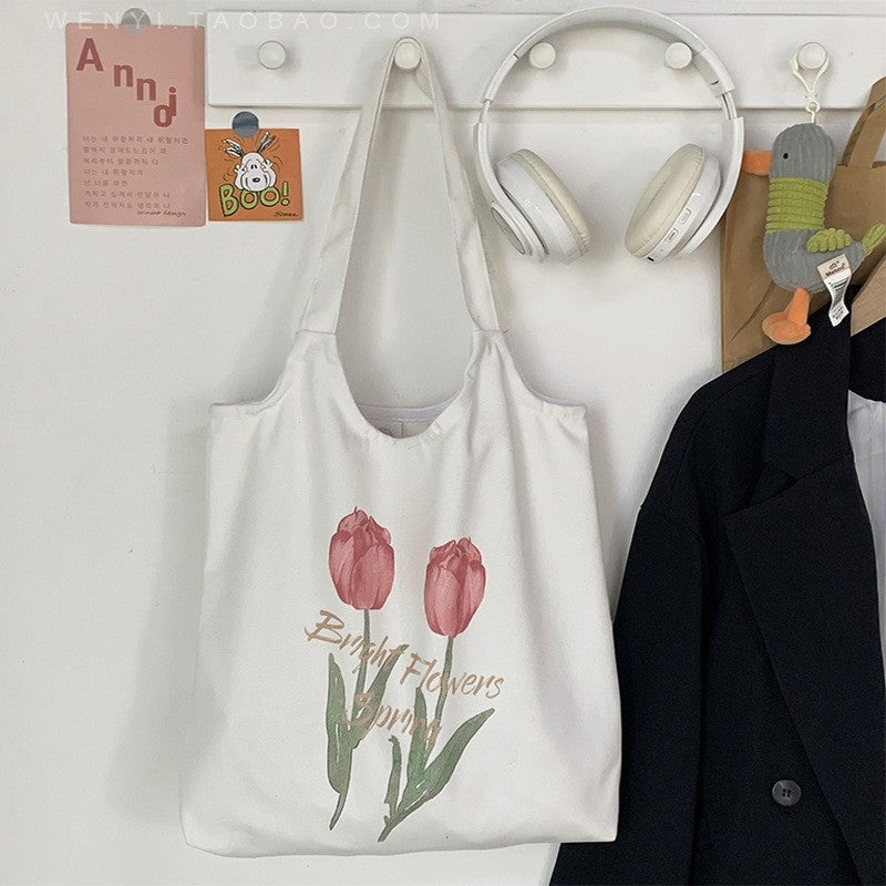 Chic Floral Print Single-Shoulder Handbag
