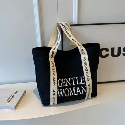 Chic Canvas Tote with Oversized Letter Print