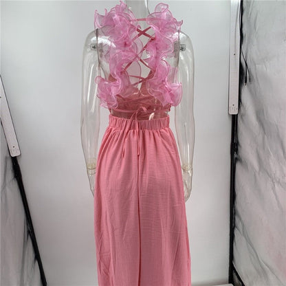 Sleeveless Pleated Dress with Belt - Solid Color