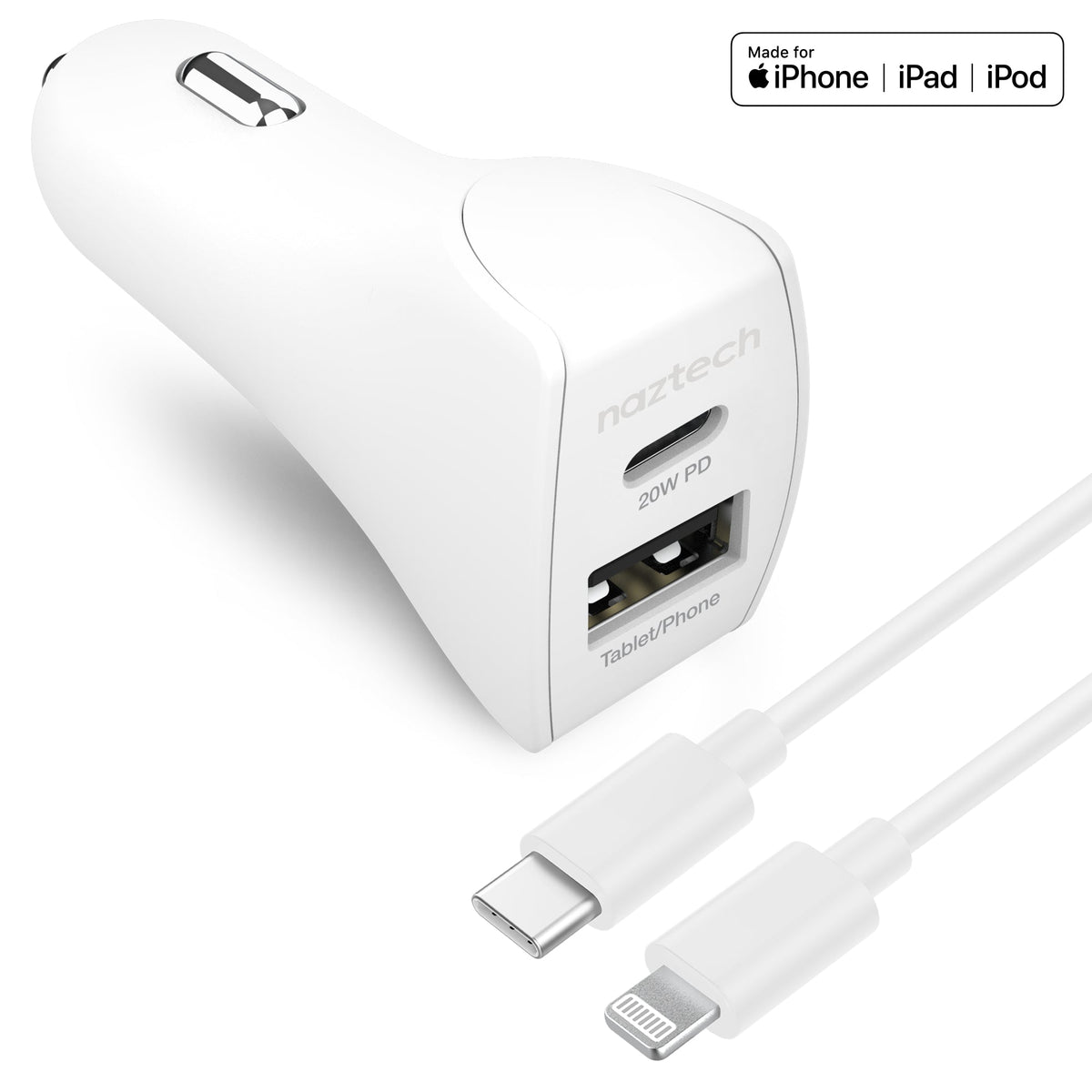 Naztech 20W USB-C PD+12W USB Car Charger