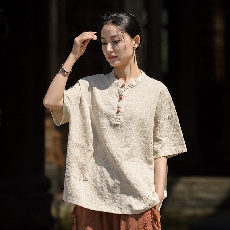 Loose Fit Color Block Half Sleeve T-Shirt