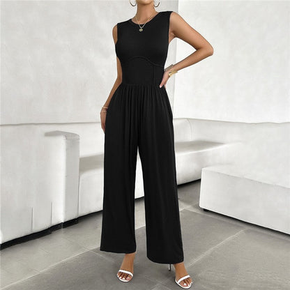 Sleek Sleeveless Jumpsuit in Solid Color