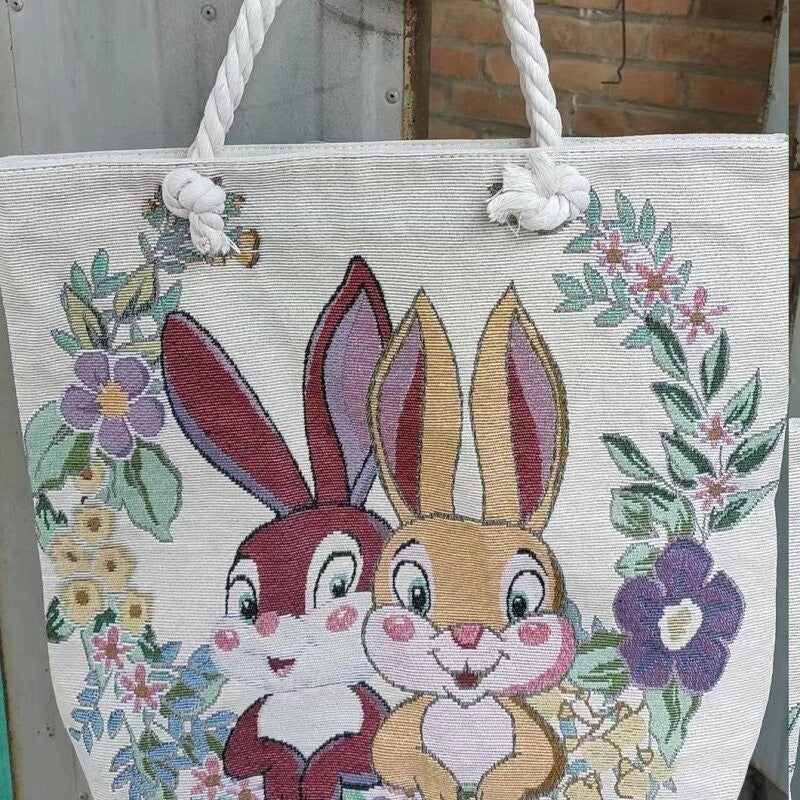 Stylish Embroidered Rope Shoulder Bag