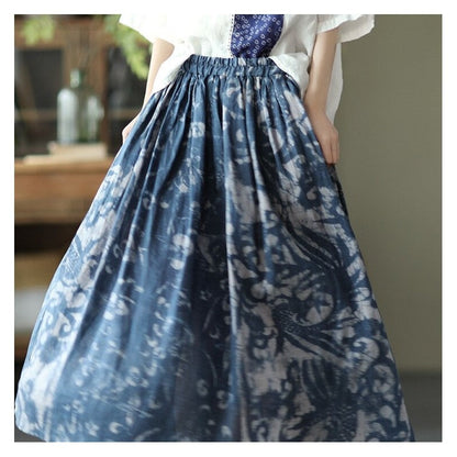 Flowy Floral Print Maxi Skirt with Elastic Waistband