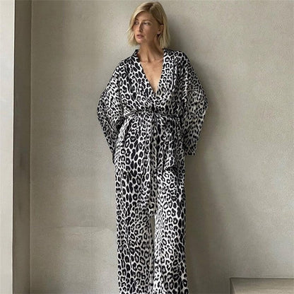Leopard Print Long Sleeve Pajama Set