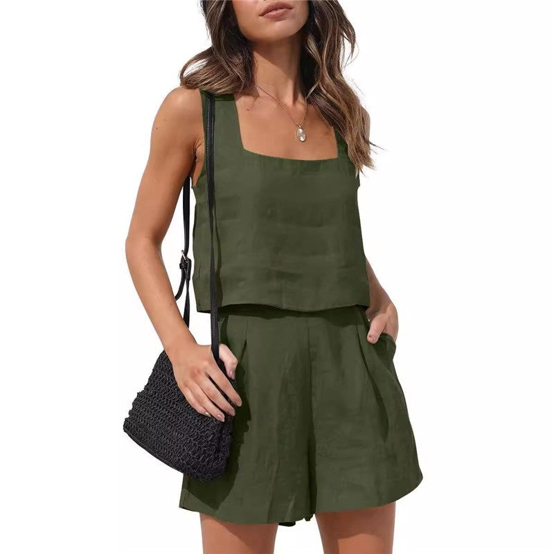 Sleek Casual Shorts and Sleeveless Top Co-ord Set