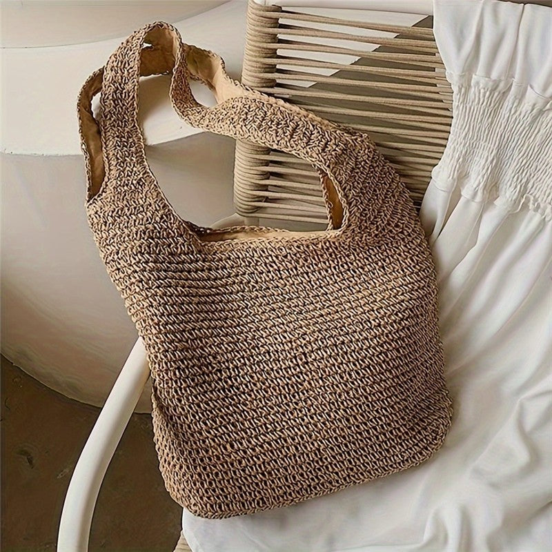 Straw Woven Beach Shoulder Bag - Classic Design