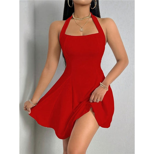 Sleek Sleeveless Mini Dress with Low-Cut Design