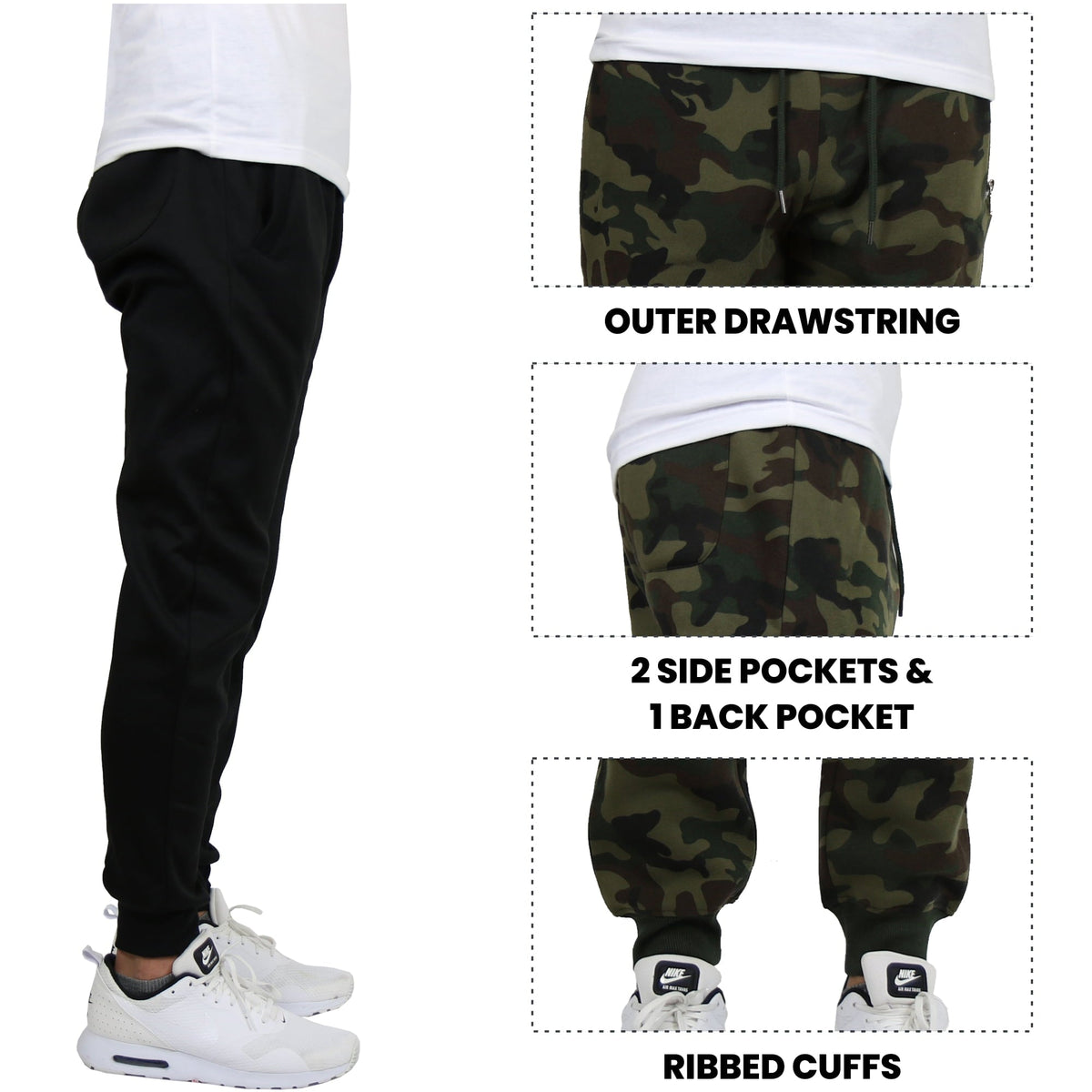 3-Pack Mens Slim Fit Fleece Jogger Sweatpants (S-3XL)