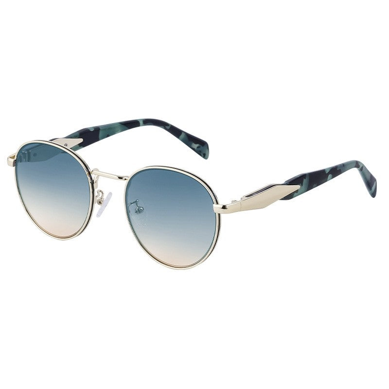 Fashionable Rimless Cut Edge Sunglasses With Metal Ellipse