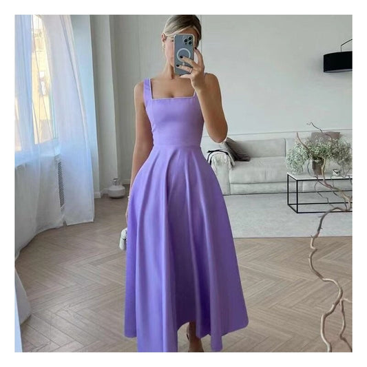 Satin Off-Shoulder Ball Gown with Waist Cinching