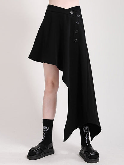 Stylish Irregular Split-Joint Black Skirt