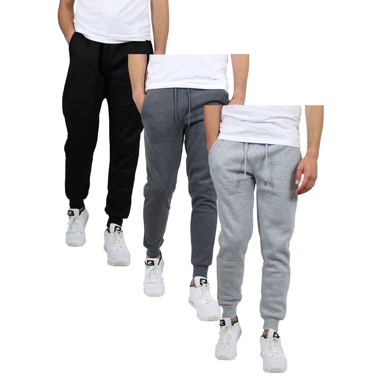 3-Pack Mens Slim Fit Fleece Jogger Sweatpants (S-3XL)